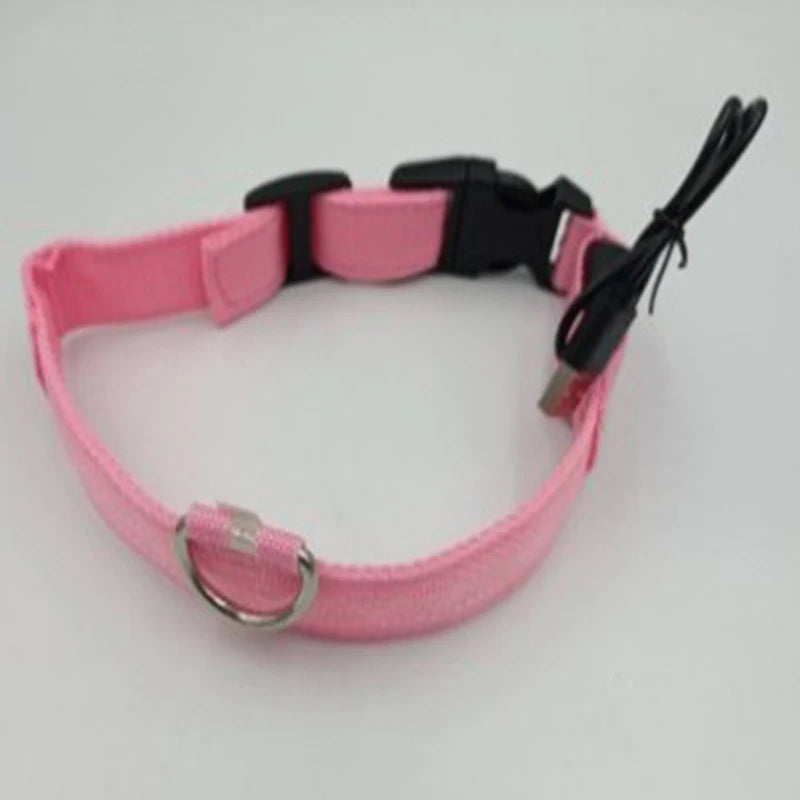 LED Nylon Dog Leash & Collar Set – Glow-in-the-Dark Flashing Pet Gear for Night Safety