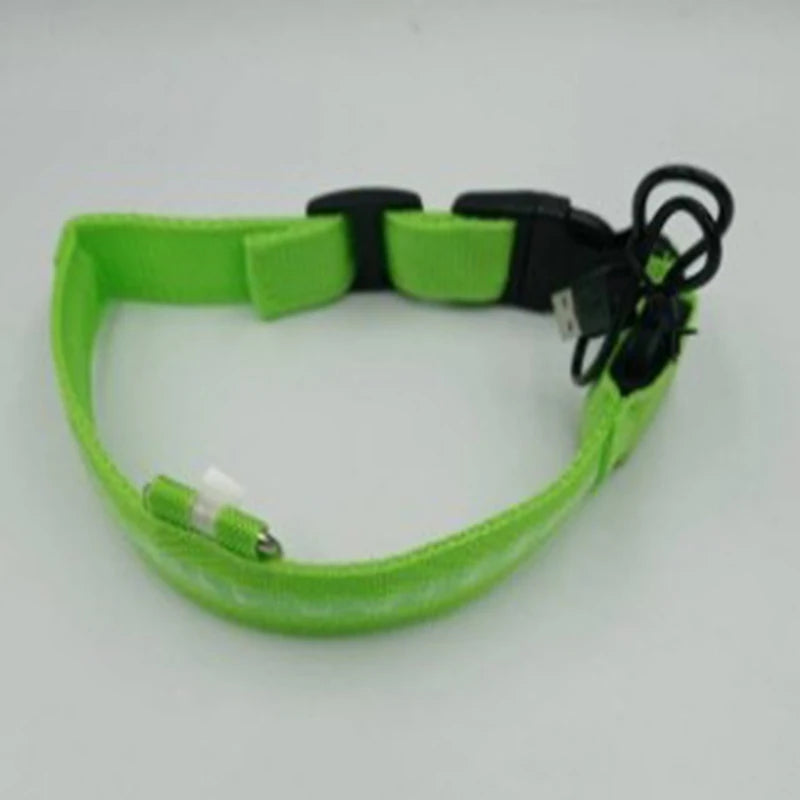 LED Nylon Dog Leash & Collar Set – Glow-in-the-Dark Flashing Pet Gear for Night Safety