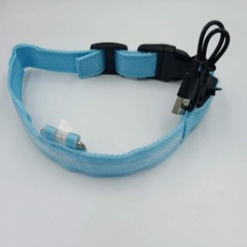 LED Nylon Dog Leash & Collar Set – Glow-in-the-Dark Flashing Pet Gear for Night Safety